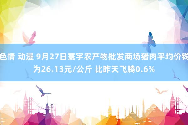 色情 动漫 9月27日寰宇农产物批发商场猪肉平均价钱为26.13元/公斤 比昨天飞腾0.6%