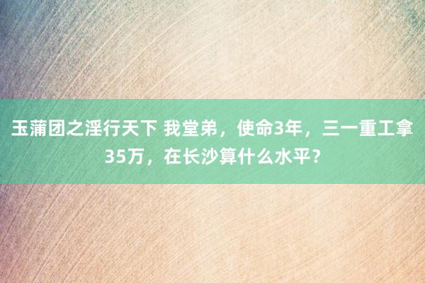 玉蒲团之淫行天下 我堂弟，使命3年，三一重工拿35万，在长沙算什么水平？