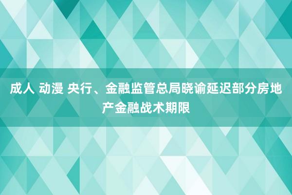 成人 动漫 央行、金融监管总局晓谕延迟部分房地产金融战术期限