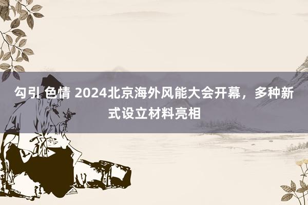 勾引 色情 2024北京海外风能大会开幕，多种新式设立材料亮相