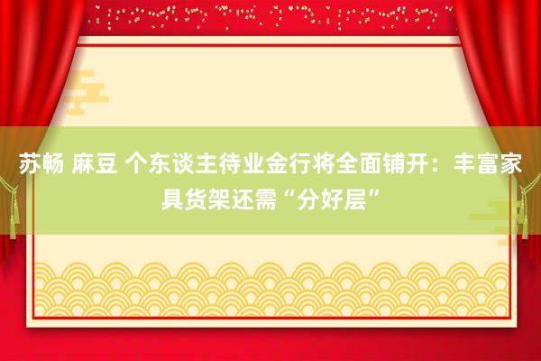 苏畅 麻豆 个东谈主待业金行将全面铺开：丰富家具货架还需“分好层”