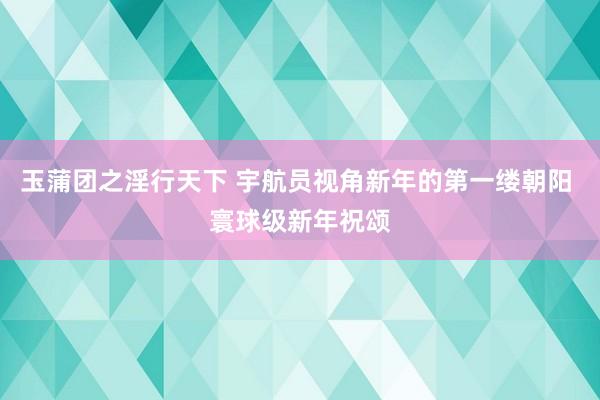 玉蒲团之淫行天下 宇航员视角新年的第一缕朝阳 寰球级新年祝颂