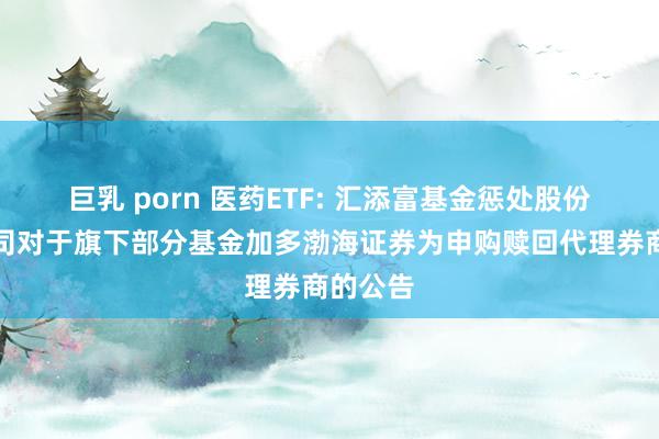 巨乳 porn 医药ETF: 汇添富基金惩处股份有限公司对于旗下部分基金加多渤海证券为申购赎回代理券商的公告