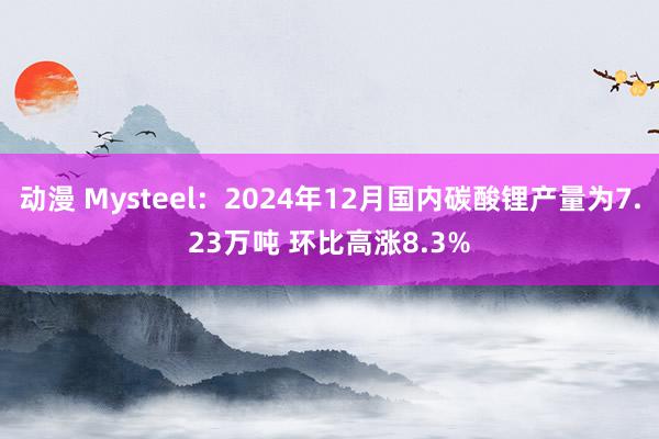 动漫 Mysteel：2024年12月国内碳酸锂产量为7.23万吨 环比高涨8.3%