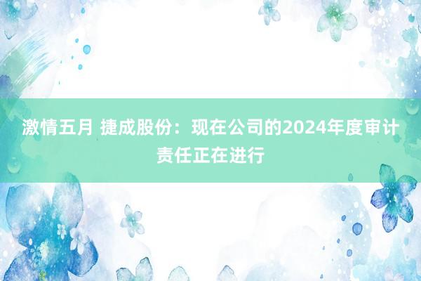 激情五月 捷成股份：现在公司的2024年度审计责任正在进行